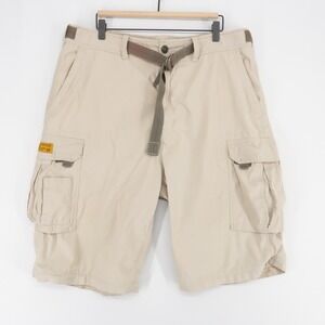 Abercrombie and Fitch Paratroops Shorts Mens XL Tan Cargo Cotton Nylon Outdoor